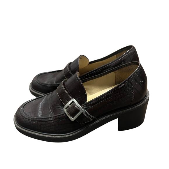 Vintage Kenneth Cole Reaction Brown Embossed Leather Loafers Size 7 - Picture 2 of 5